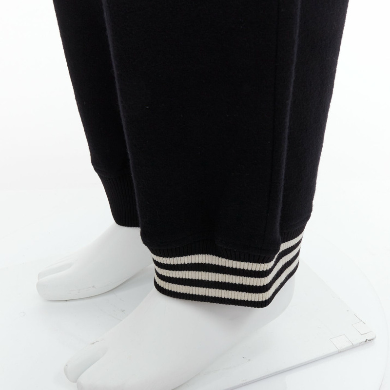 Y3 black wooly silver zip stripes opening asymmetric cargo joggers M-6