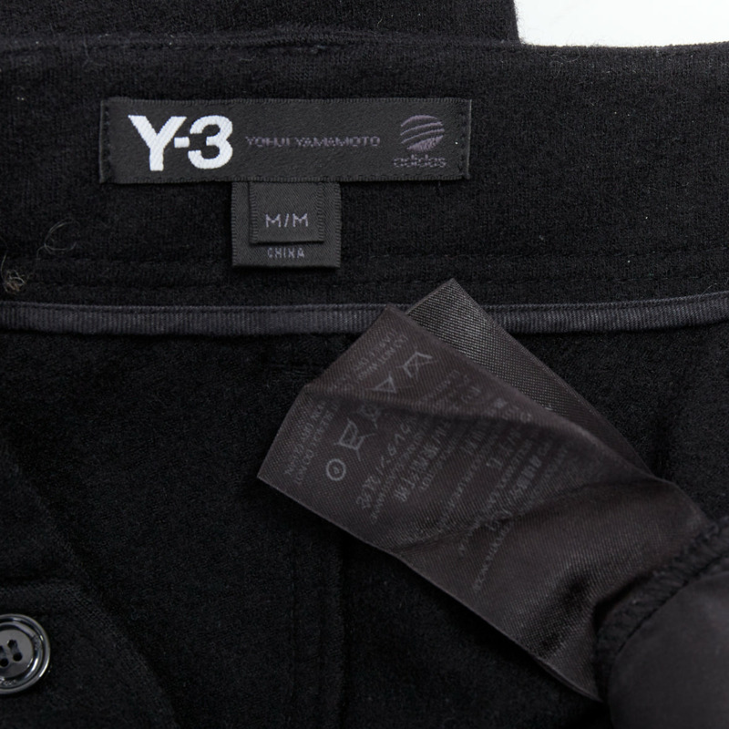 Y3 black wooly silver zip stripes opening asymmetric cargo joggers M-7