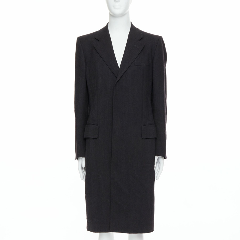 YVES SAINT LAURENT Rive Gauche Vintage grey 100% wool oversized coat FR48 M-0