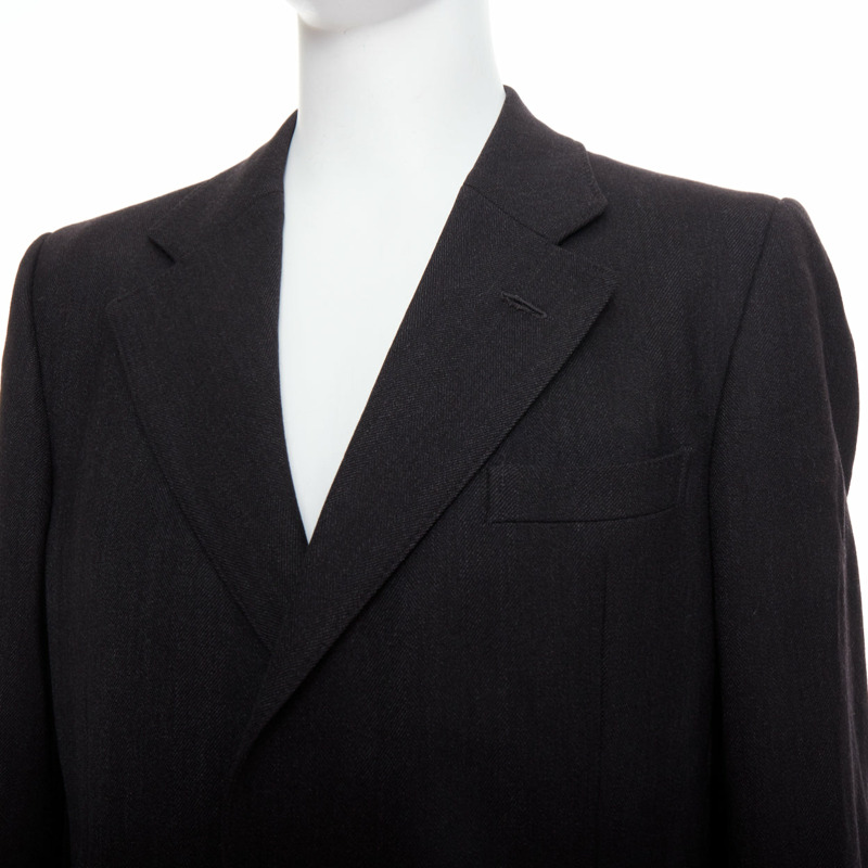 YVES SAINT LAURENT Rive Gauche Vintage grey 100% wool oversized coat FR48 M-1