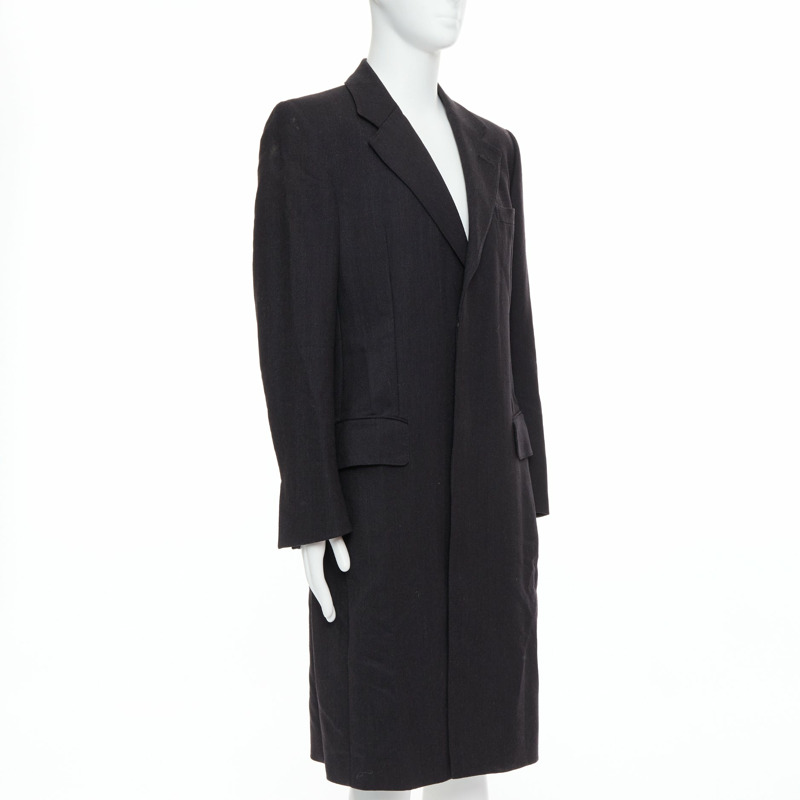 YVES SAINT LAURENT Rive Gauche Vintage grey 100% wool oversized coat FR48 M-2