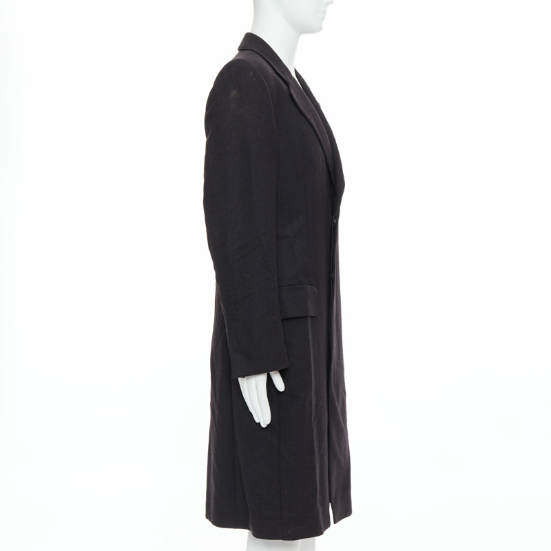 YVES SAINT LAURENT Rive Gauche Vintage grey 100% wool oversized coat FR48 M-3