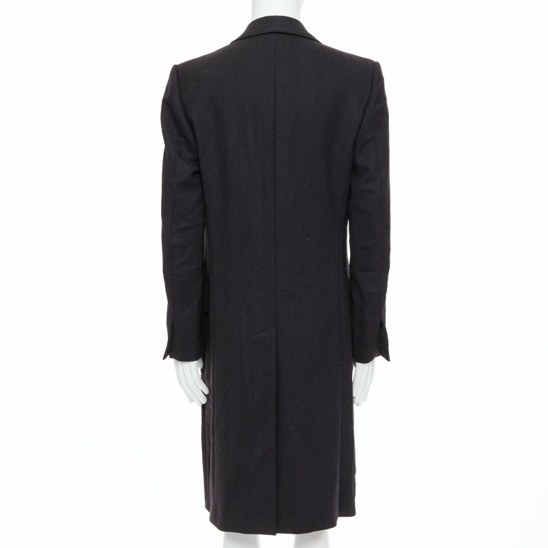YVES SAINT LAURENT Rive Gauche Vintage grey 100% wool oversized coat FR48 M-4