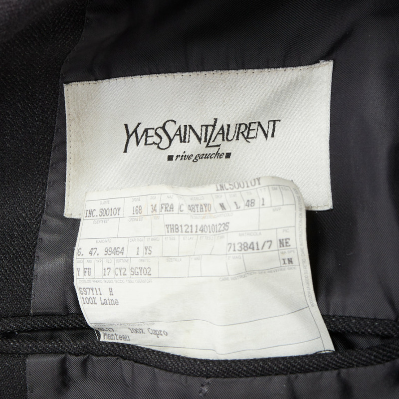 YVES SAINT LAURENT Rive Gauche Vintage grey 100% wool oversized coat FR48 M-7