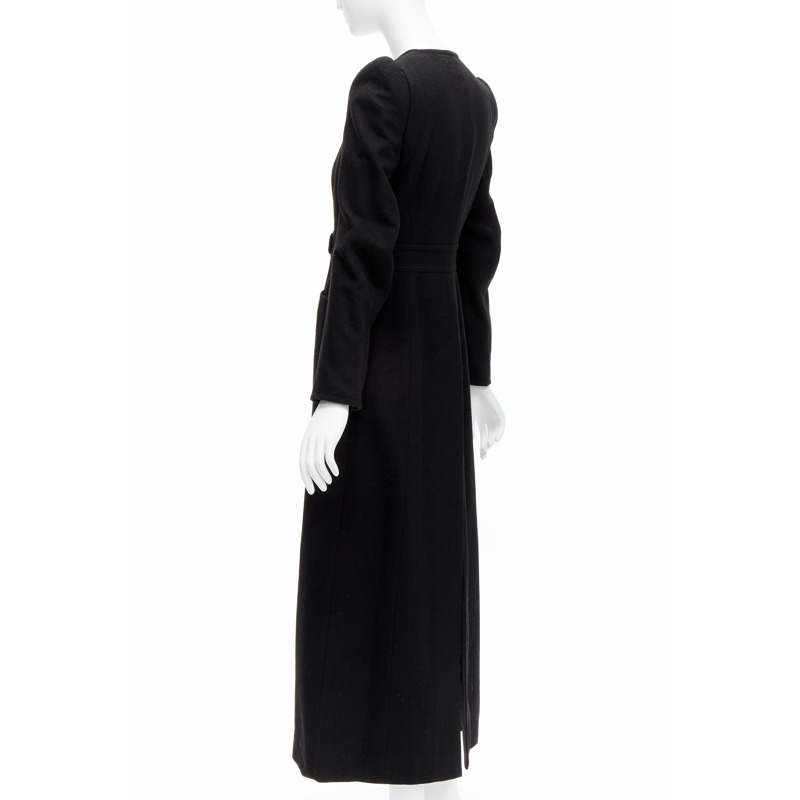 MAISON MARGIELA 1990s Vintage black wool felt back slit longline Cigarette coat FR38 M-6