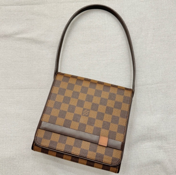 LOUIS VUITTON 棕色 PVC塗層帆布棋盤格 表參道腋下包 豆腐包 肩背包 N51162-5