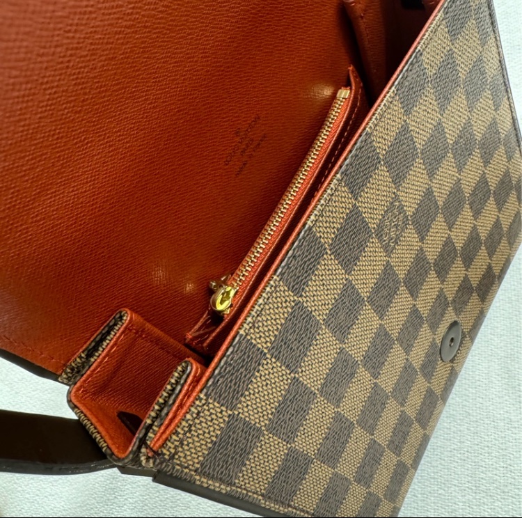 LOUIS VUITTON 棕色 PVC塗層帆布棋盤格 表參道腋下包 豆腐包 肩背包 N51162-17