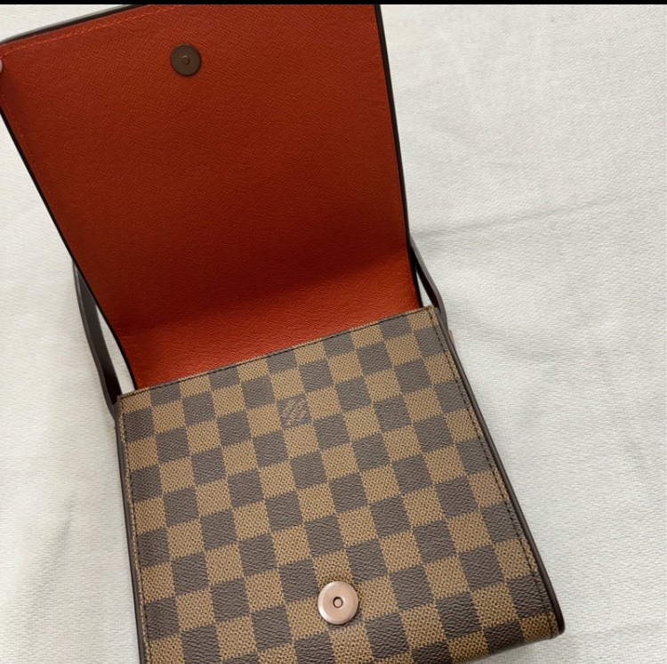 LOUIS VUITTON 棕色 PVC塗層帆布棋盤格 表參道腋下包 豆腐包 肩背包 N51162-18