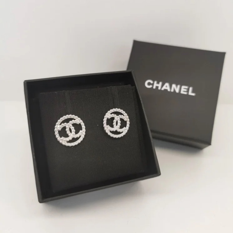 Chanel香奈兒圓形雙C耳釘银色-5