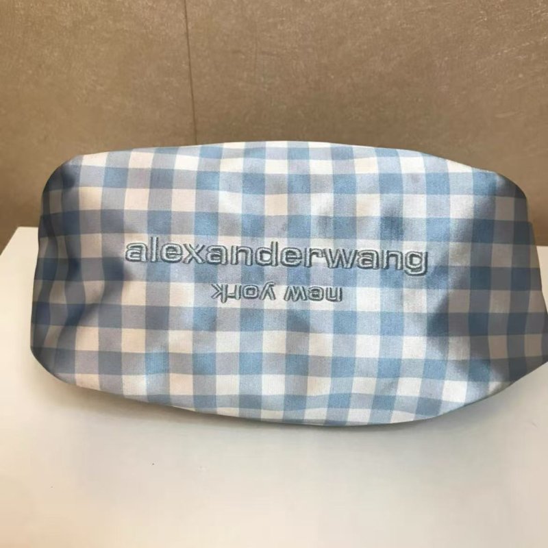 alexander wang Scrunchie Mini Bag 腋下手包鍛面手提包藍白格紋 21*1112 絕版全新 配件塵袋-1