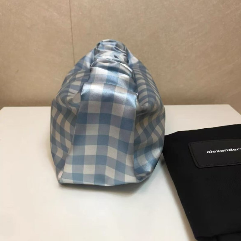 alexander wang Scrunchie Mini Bag 腋下手包鍛面手提包藍白格紋 21*1112 絕版全新 配件塵袋-2