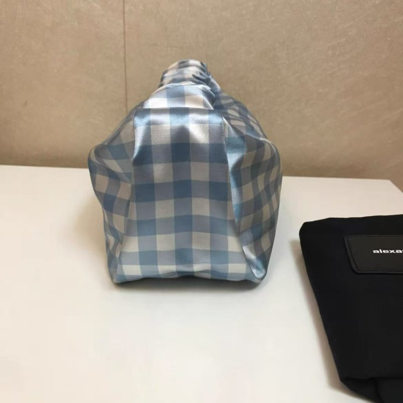 alexander wang Scrunchie Mini Bag 腋下手包鍛面手提包藍白格紋 21*1112 絕版全新 配件塵袋-3