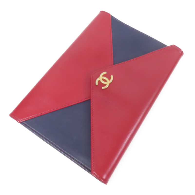 CHANEL 皮革Clutch Bag金扣手拿包-8