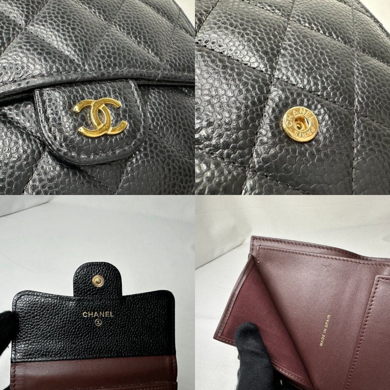 CHANEL 經典荔枝牛三折短夾-8