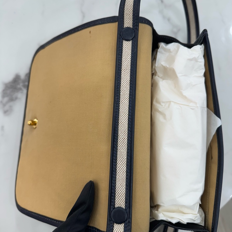 Hermès 愛馬仕 絕版 小馬頭帆布拼皮小書包-24