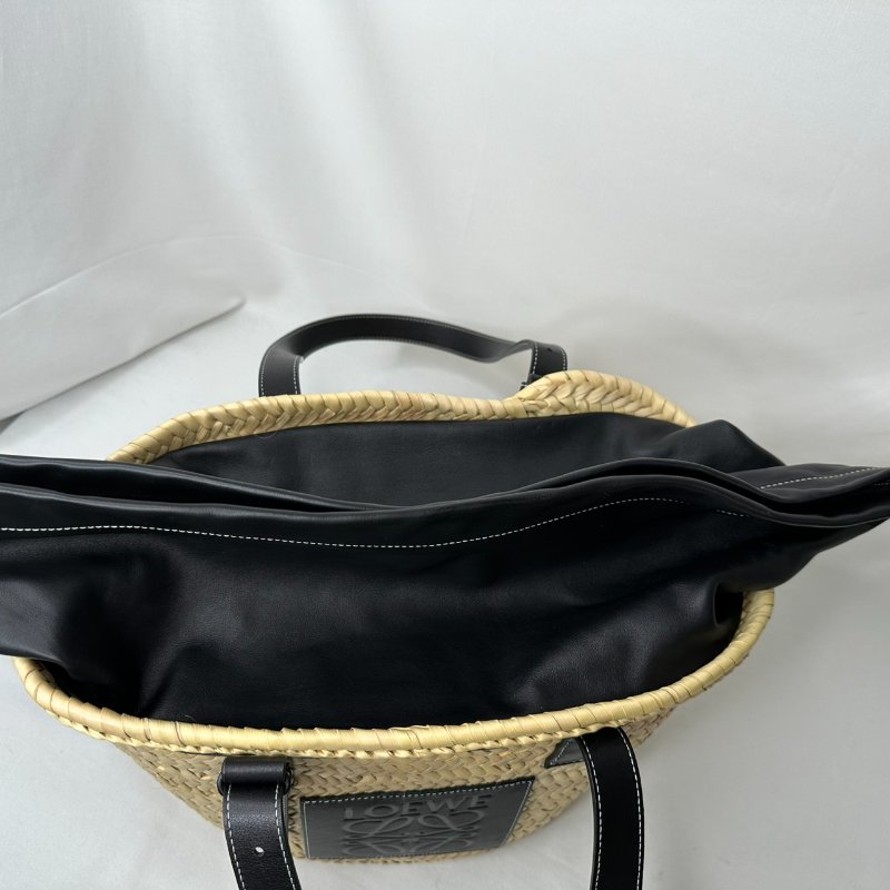 LOEWE 中號皮革草編籃子包-6
