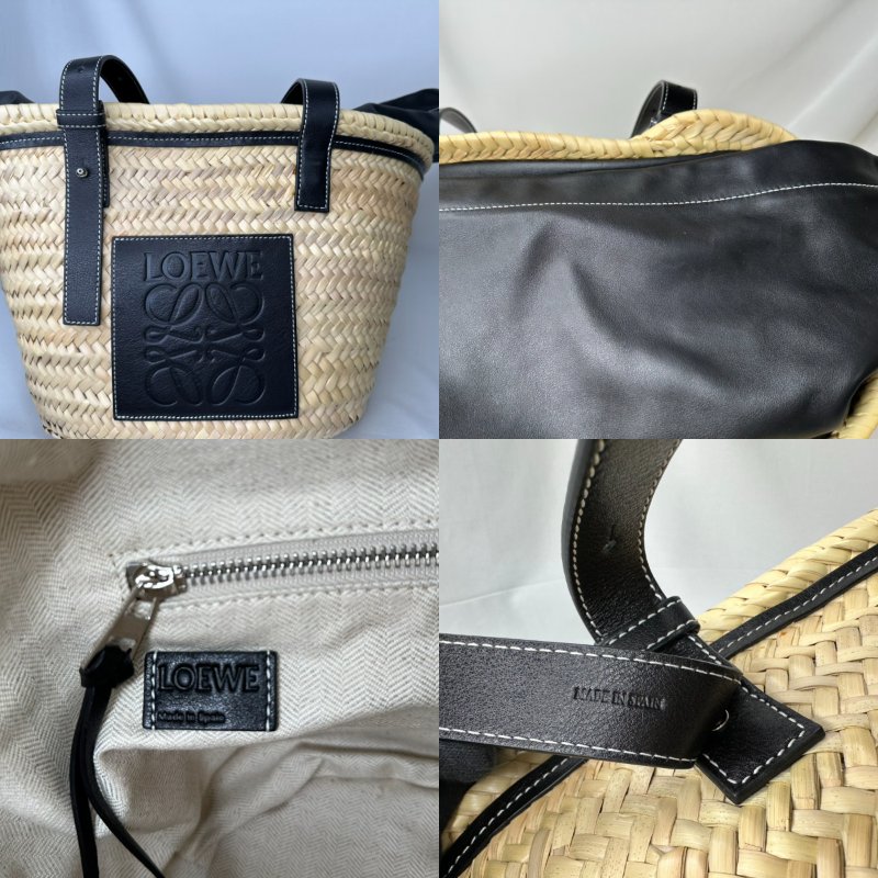 LOEWE 中號皮革草編籃子包-8