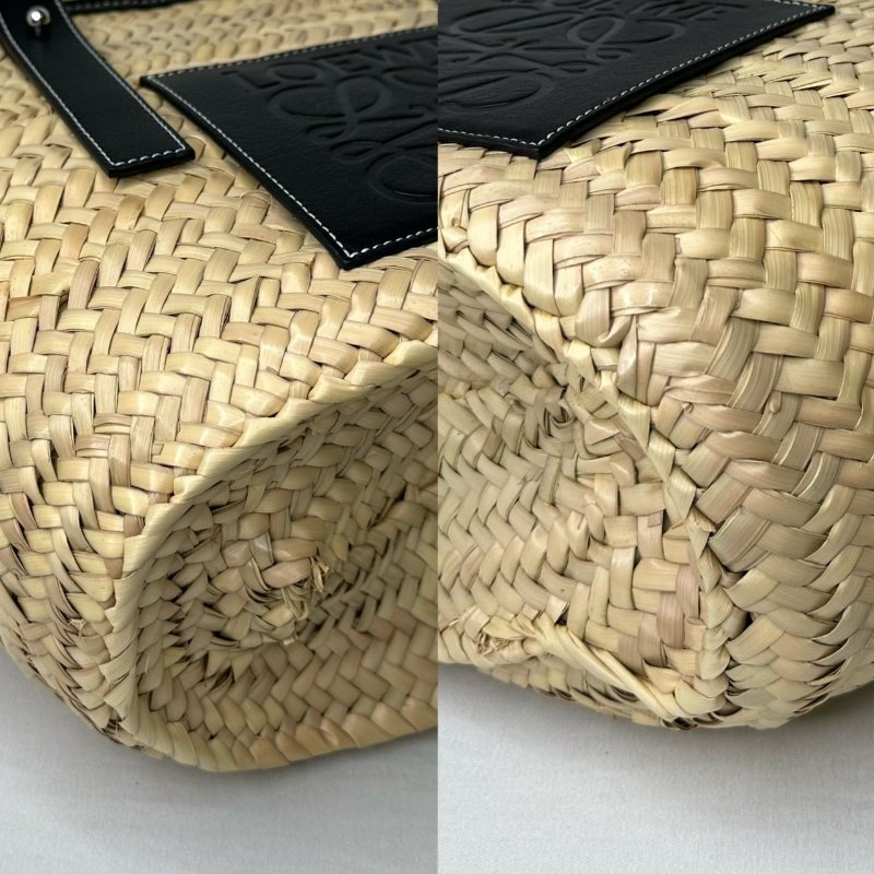 LOEWE 中號皮革草編籃子包-11