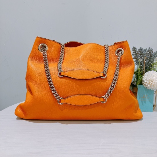 TK1674 GUCCI 古馳大GG英文字花紋單肩包包SOHO ORANGE BAG-2