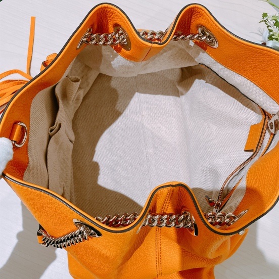 TK1674 GUCCI 古馳大GG英文字花紋單肩包包SOHO ORANGE BAG-12