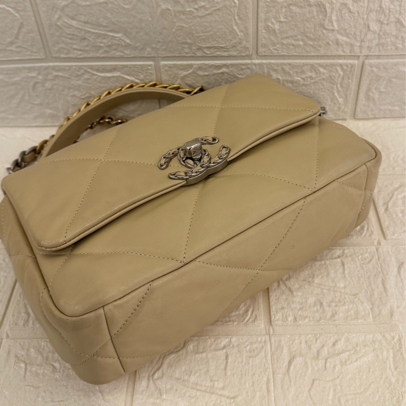Chanel奶茶色19 銀扣26cm-2