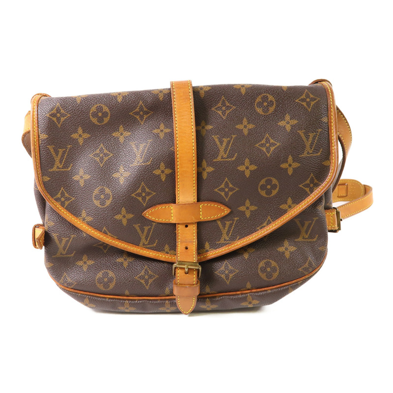 LOUIS VUITTON Monogram Saumur 30金扣肩背袋棕色-1