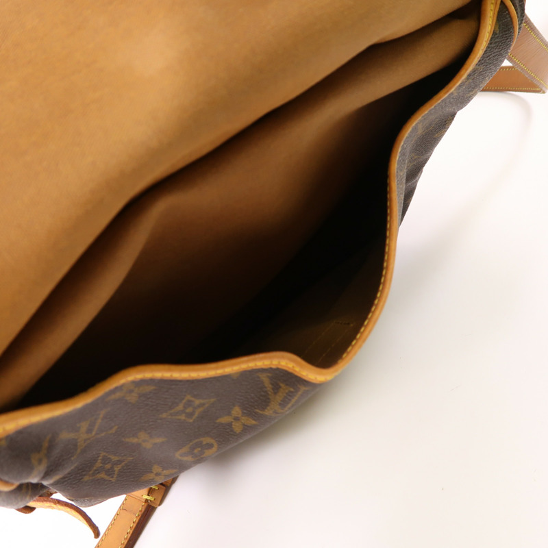 LOUIS VUITTON Monogram Saumur 30金扣肩背袋棕色-4