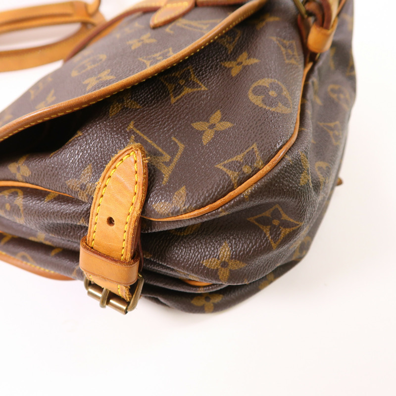 LOUIS VUITTON Monogram Saumur 30金扣肩背袋棕色-8