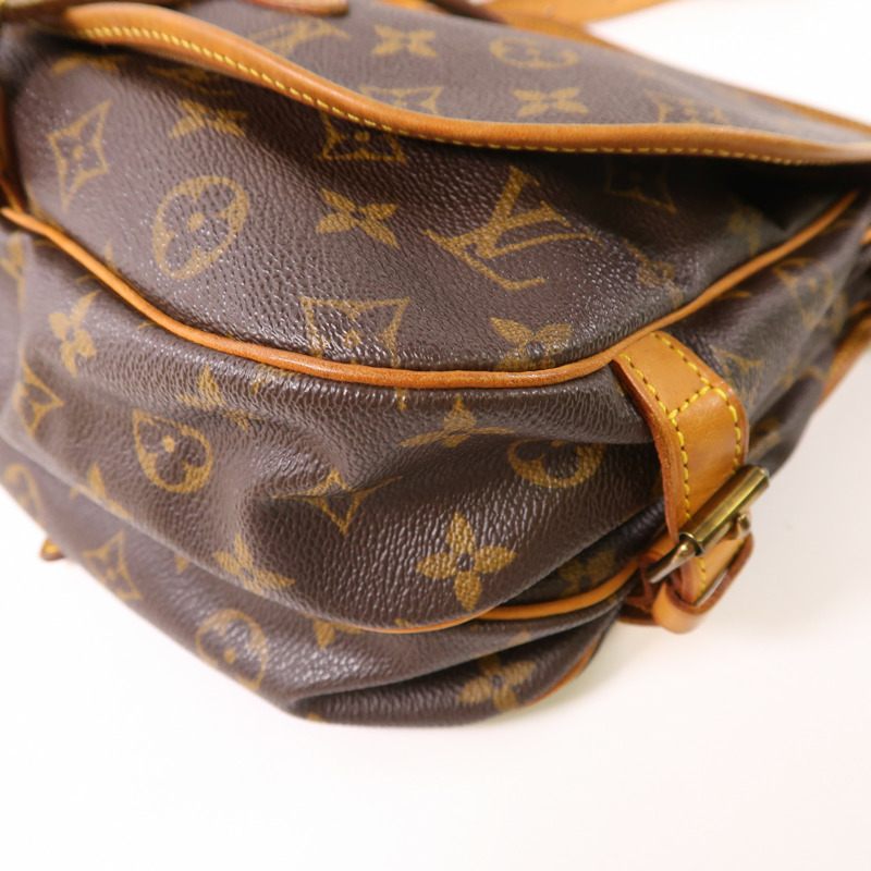 LOUIS VUITTON Monogram Saumur 30金扣肩背袋棕色-9