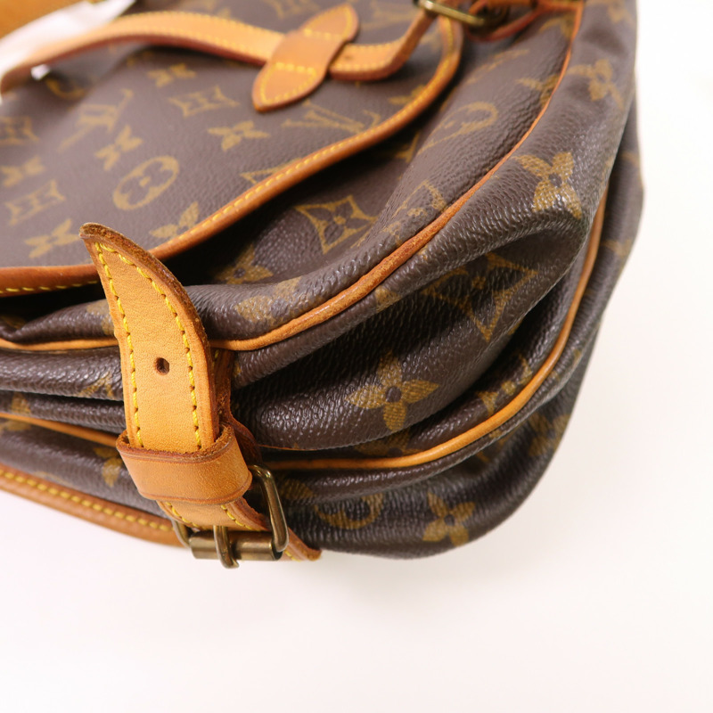 LOUIS VUITTON Monogram Saumur 30金扣肩背袋棕色-10