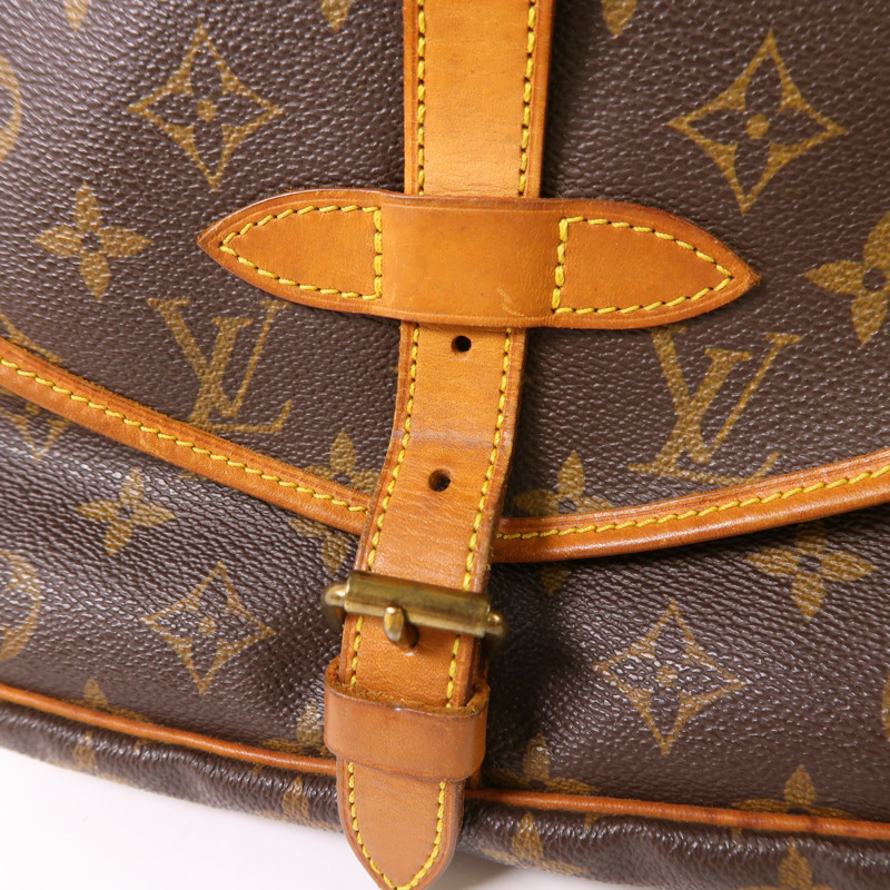 LOUIS VUITTON Monogram Saumur 30金扣肩背袋棕色-13