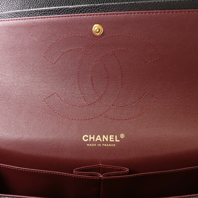 CHANEL 牛皮皮革Large Classic金扣鏈帶肩背袋-14