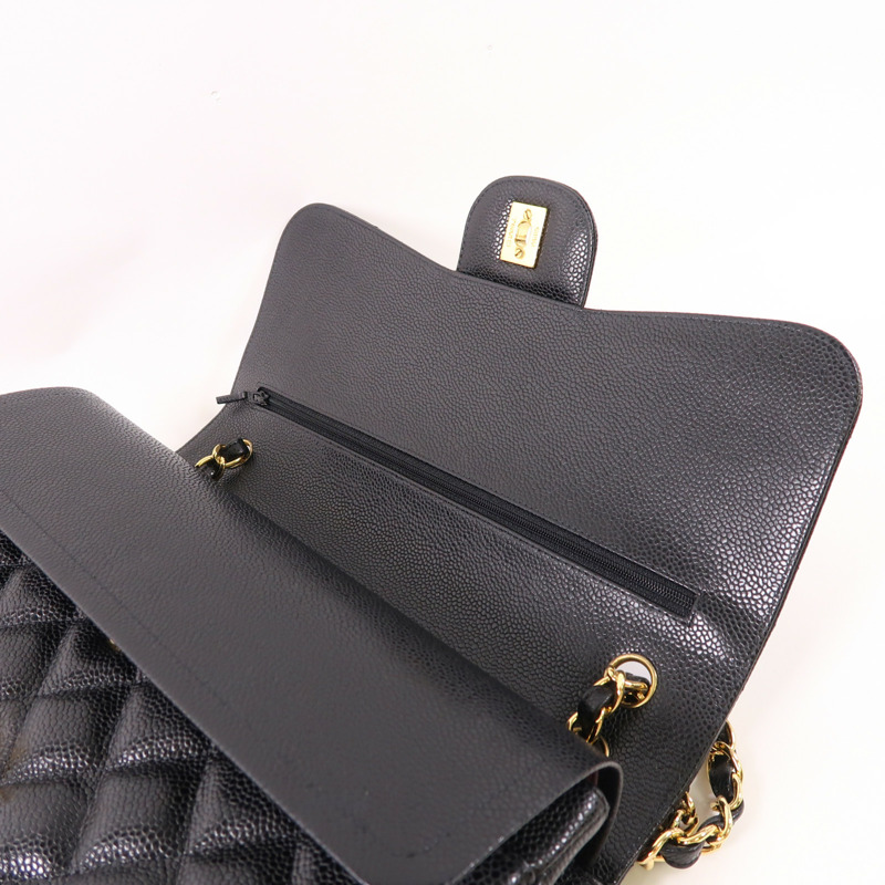 CHANEL 牛皮皮革Large Classic金扣鏈帶肩背袋-15