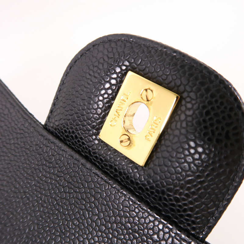 CHANEL 牛皮皮革Large Classic金扣鏈帶肩背袋-16