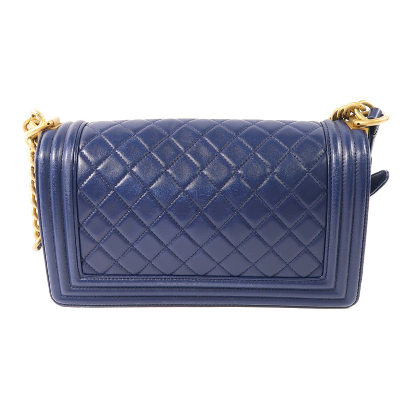 CHANEL 羊皮皮革Boy 25cm金扣鏈帶肩背袋-1