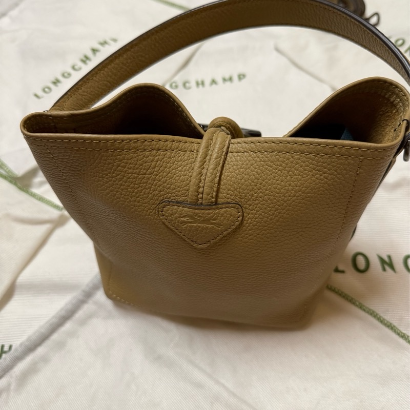 Longchamp竹節水桶包 牛皮 經典款可手提可斜背-3