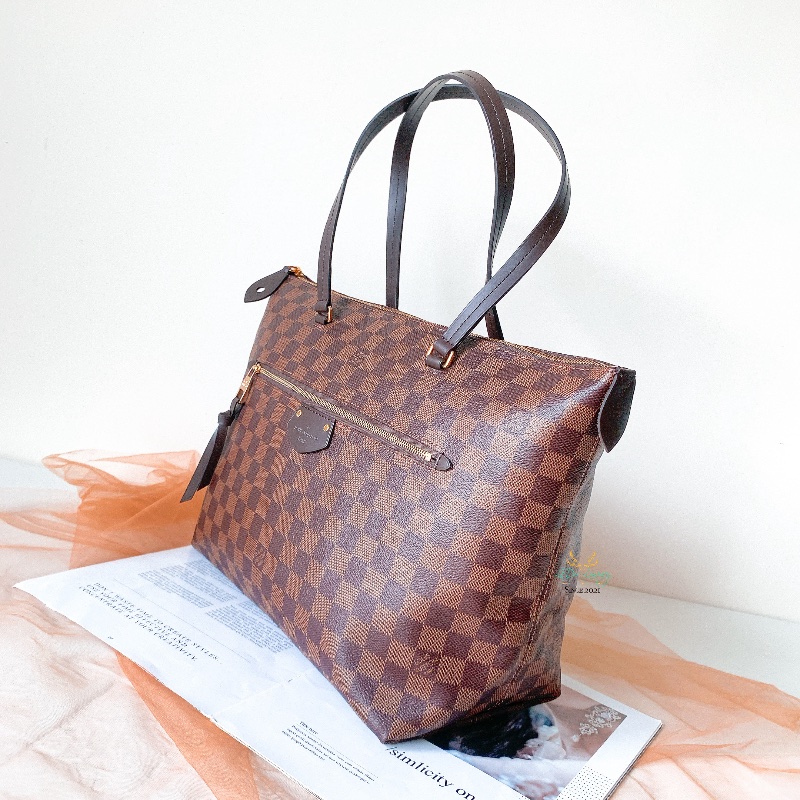 LV N41013 全新未使用 咖啡格紋 前拉鍊口袋 上拉鏈 雙肩包 托特包 天心包 購物包-1