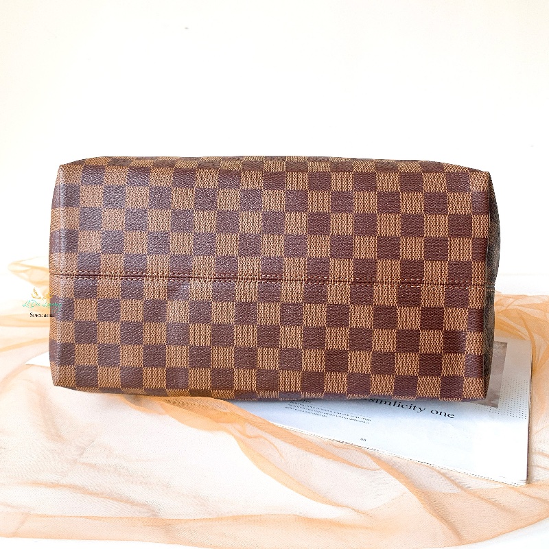 LV N41013 全新未使用 咖啡格紋 前拉鍊口袋 上拉鏈 雙肩包 托特包 天心包 購物包-5