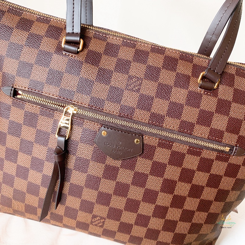 LV N41013 全新未使用 咖啡格紋 前拉鍊口袋 上拉鏈 雙肩包 托特包 天心包 購物包-6