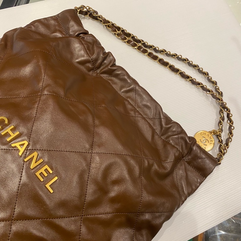 CHANEL 22bag垃圾袋 巧克力色-2