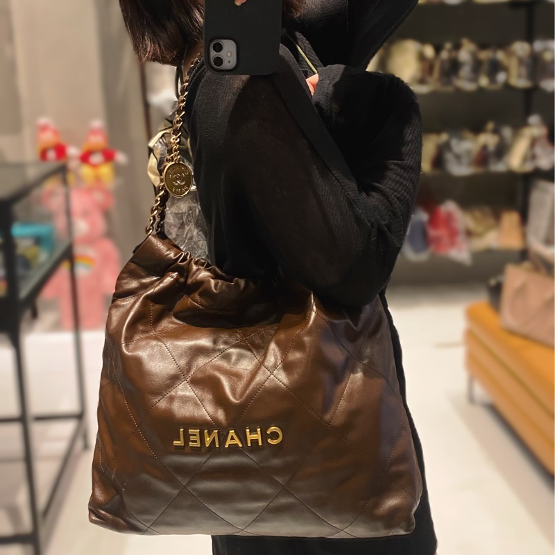 CHANEL 22bag垃圾袋 巧克力色-4