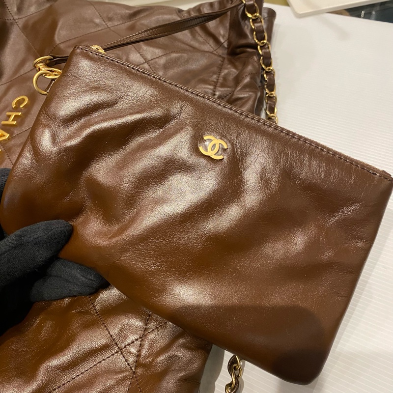 CHANEL 22bag垃圾袋 巧克力色-12