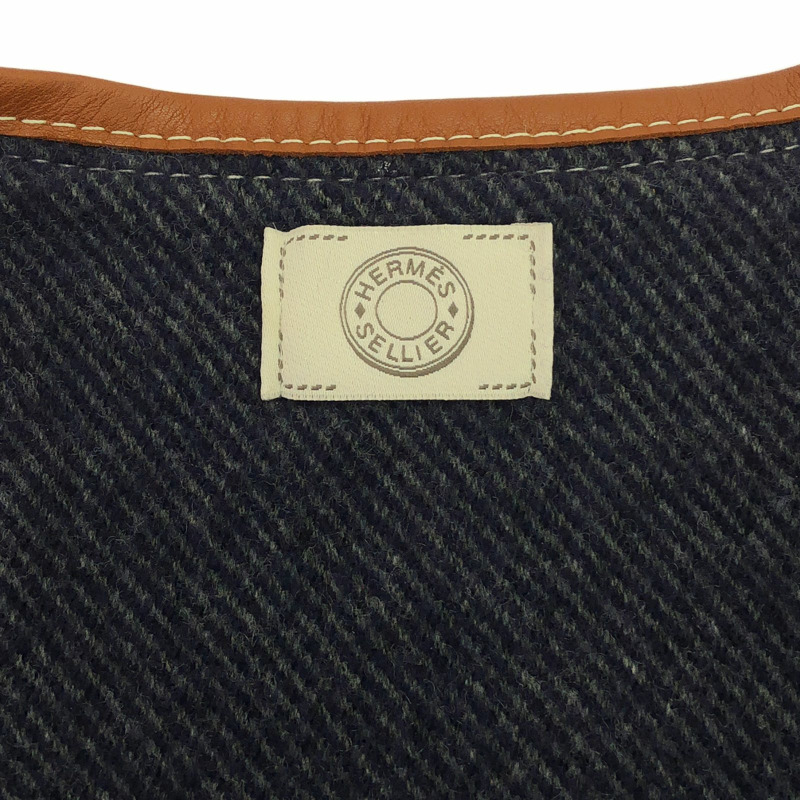 愛馬仕羊毛針織披肩大衣，海軍藍，二手女款-4