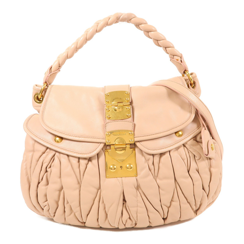 Miu Miu 【激減優惠】羊皮皮革Coffer Bag金扣手挽肩背兩用袋-0