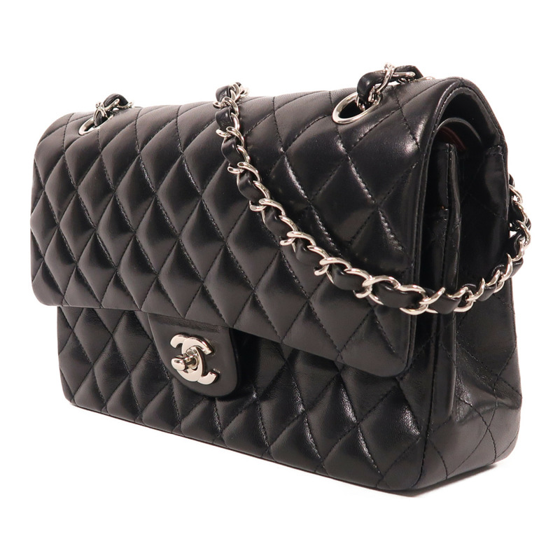 CHANEL 羊皮皮革Classic 25銀扣鏈帶肩背袋-2