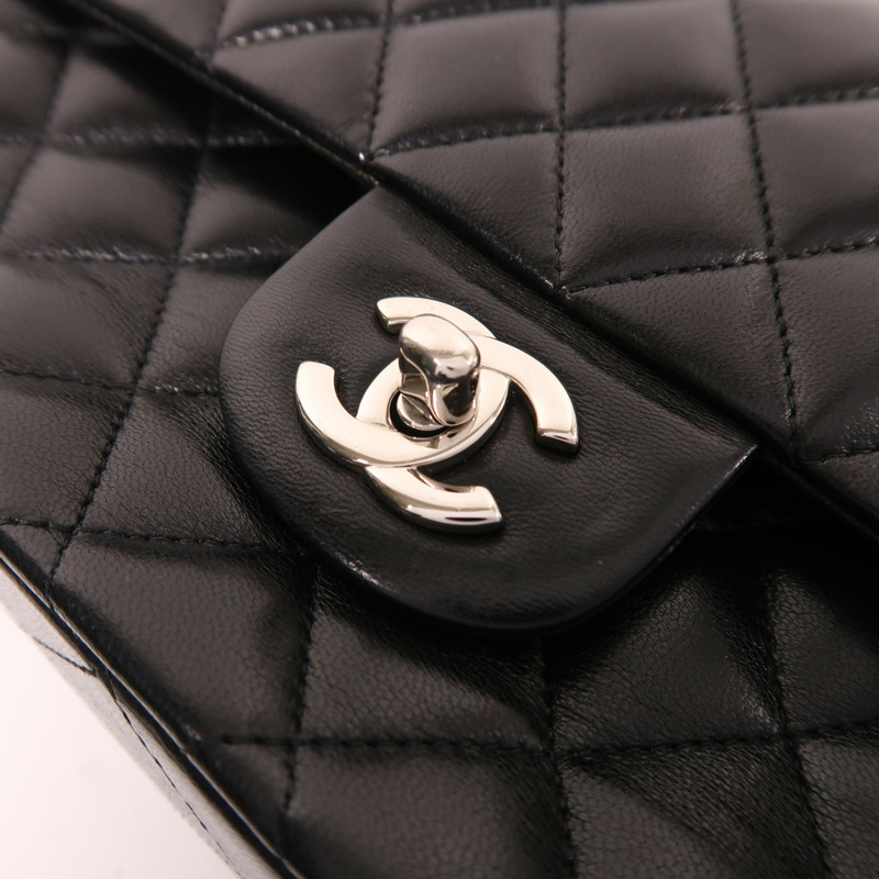 CHANEL 羊皮皮革Classic 25銀扣鏈帶肩背袋-10