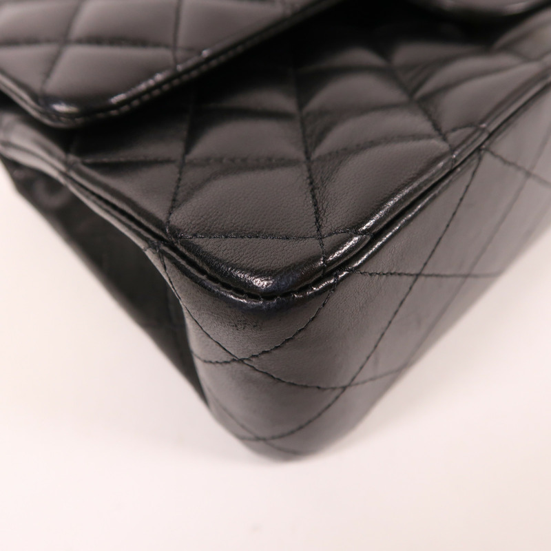 CHANEL 羊皮皮革Classic 25銀扣鏈帶肩背袋-12