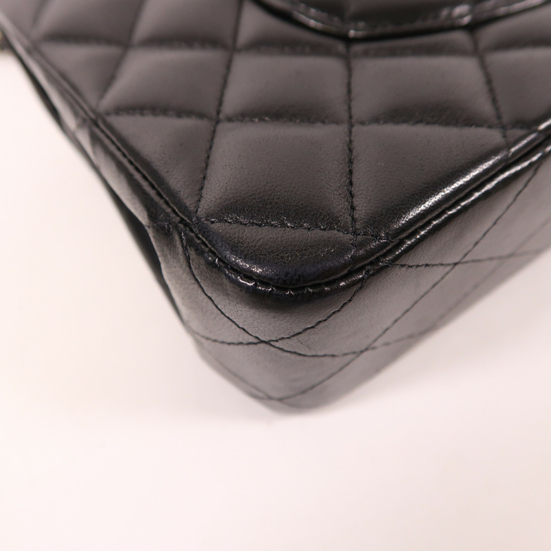 CHANEL 羊皮皮革Classic 25銀扣鏈帶肩背袋-14