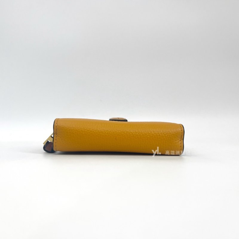 ❣Loewe 橘黃牛皮內咖啡金釦8卡短夾-2