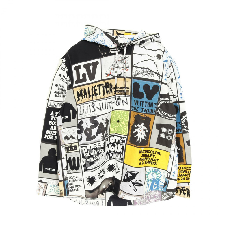 LOUIS VUITTON 連帽絲綢混紡外套其他上衣 RM241M FWB HQS09W 絲質尼龍白色多色二手男款-0